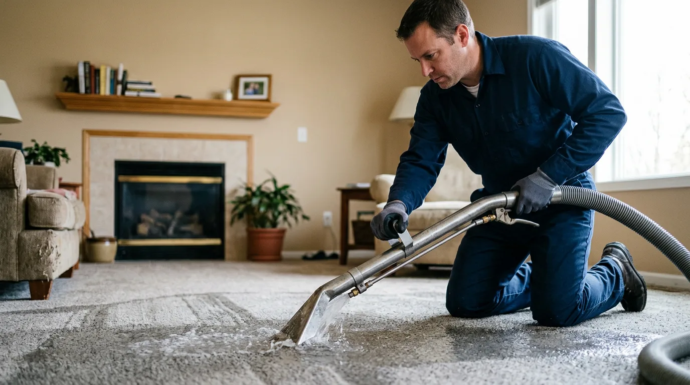 Water damage restoration technician working near Fayetteville, AR